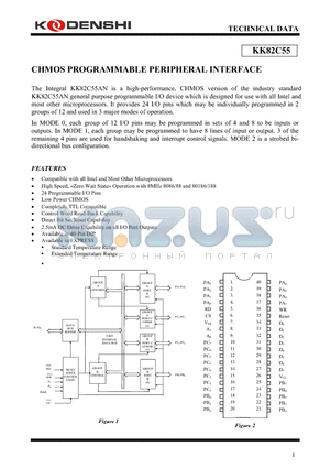 KK82C55 datasheet - CHMOS PROGRAMMABLE PERIPHERAL INTERFACE