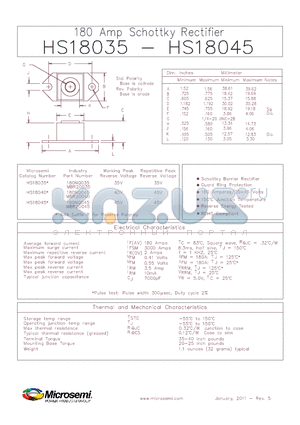 MBR20035 datasheet - 180 Amp Schottky Rectifier