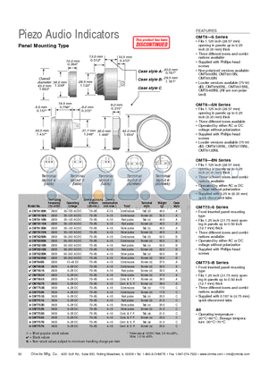 OMT650S datasheet - Panel Mounting Type