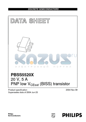 PBSS5520X datasheet - 20 V, 5 A PNP low VCEsat (BISS) transistor