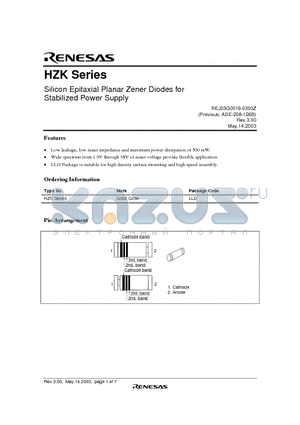 HZK11B datasheet - Silicon Epitaxial Planar Zener Diodes for Stabilized Power Supply