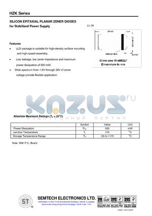 HZK11B datasheet - SILICON EPITAXIAL PLANAR ZENER DIODES for Stabilized Power Supply