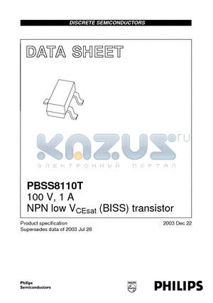 PBSS8110T datasheet - 100 V, 1 A NPN low VCEsat (BISS) transistor