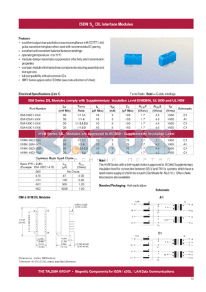 ISM-120A1-XXX datasheet - ISDN SO DIL Interface Modules