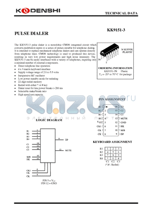 KK9151-3 datasheet - PULSE DIALER