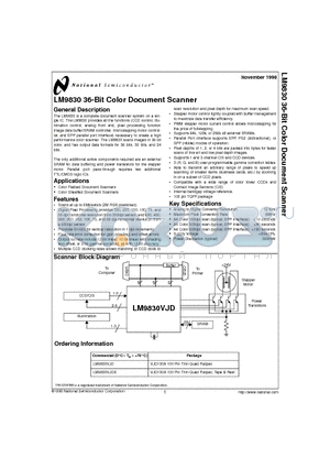 LM9830 datasheet - LM9830 36-Bit Color Document Scanner