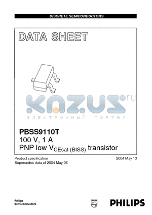 PBSS9110T datasheet - 100 V, 1 A PNP low VCEsat (BISS) transistor