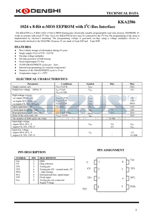 KKA2586 datasheet - 1024 x 8-Bit n-MOS EEPROM with I2C-Bus Interface