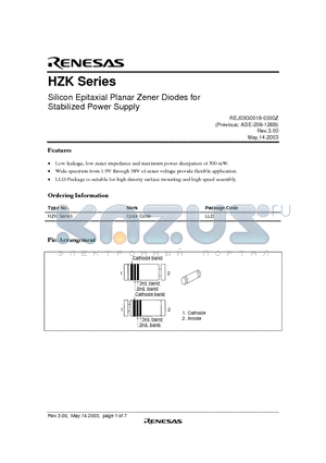 HZK20 datasheet - Silicon Epitaxial Planar Zener Diodes for Stabilized Power Supply