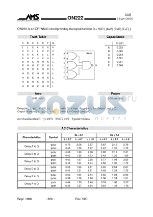 ON222 datasheet - ON222 is an OR / NAND circuit providing the logical function Q = NOT (AB).(CD).(EF)