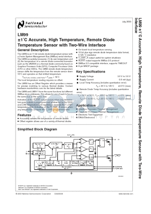 LM99-1CIMMX datasheet - a1C Accurate, High Temperature, Remote Diode Temperature Sensor with Two-Wire Interface