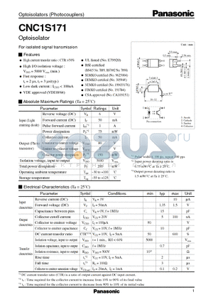 ON3171 datasheet - Optoisolator(For isolated signal transmission)