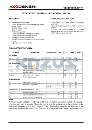 KKA8351 datasheet - DC-COUPLED VERTICAL DEFLECTION CIRCUIT