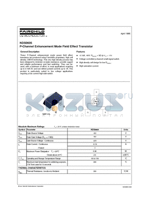 NDS0605 datasheet - P-Channel Enhancement Mode Field Effect Transistor