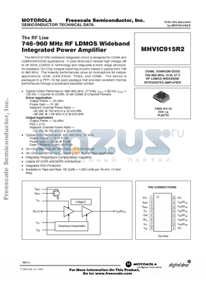 MHVIC915 datasheet - 746-960 MHz RF LDMOS Wideband Integrated Power Amplifier