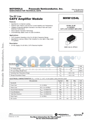 MHW1254L datasheet - CATV AMPLIFIER MODULE