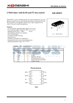 KKA8583N datasheet - CMOS timer with RAM and I2C-bus control.