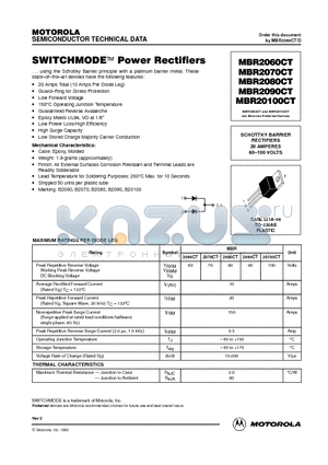 MBR20100CT datasheet - SWITCHMODE Power Rectifiers