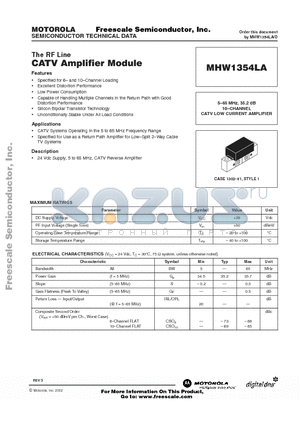 MHW1354LA datasheet - CATV AMPLIFIER MODULE