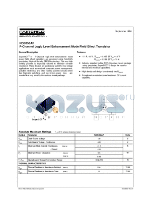 NDS356AP datasheet - P-Channel Logic Level Enhancement Mode Field Effect Transistor