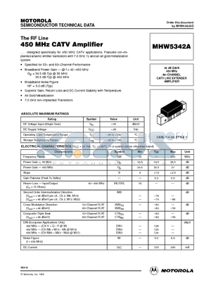 MHW5342A datasheet - 450 MHz CATV Amplifier