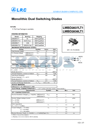 LMBD2837LT1G datasheet - Monolithic Dual Switching Diodes