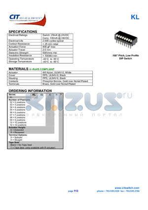 KL02EHT datasheet - CIT SWITCH