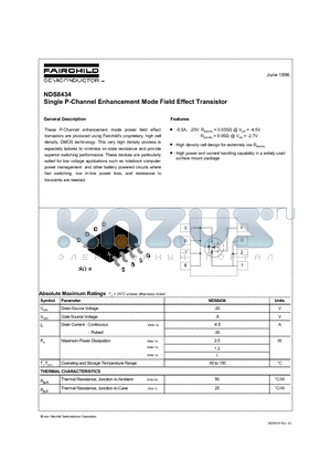NDS8434 datasheet - Single P-Channel Enhancement Mode Field Effect Transistor