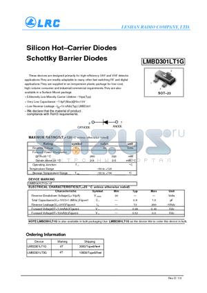 LMBD301LT1G datasheet - Silicon HotCarrier Diodes Schottky Barrier Diodes