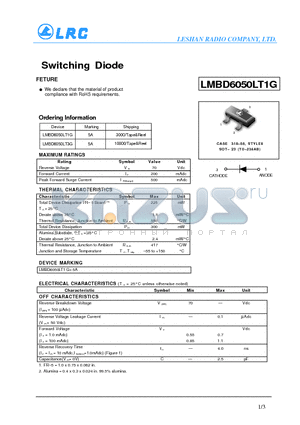 LMBD6050LT1G datasheet - Switching Diode