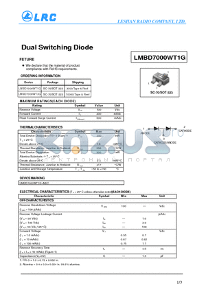 LMBD7000WT1G datasheet - Dual Switching Diode
