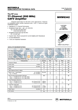 MHW6342 datasheet - 77-Channel(550 MHz) CATV Amplifier