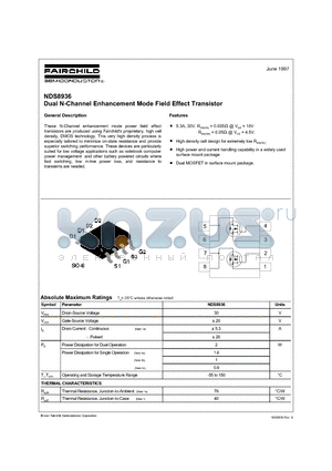 NDS8936 datasheet - Dual N-Channel Enhancement Mode Field Effect Transistor