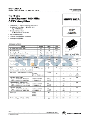 MHW7182A datasheet - 110-Channel 750 MHz CATV Amplifier