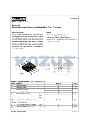 NDS9410S datasheet - Single N-Channel Enhancement Mode Field Effect Transistor