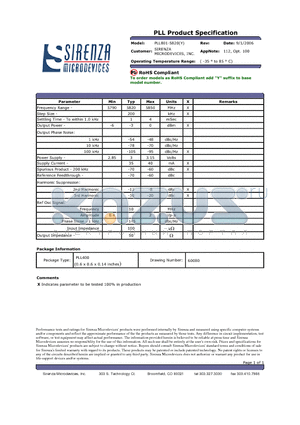 PLL801-5820 datasheet - PLL Product Specification