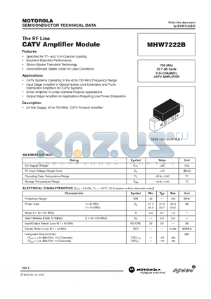 MHW7222B datasheet - The RF Line CATV Amplifier Module