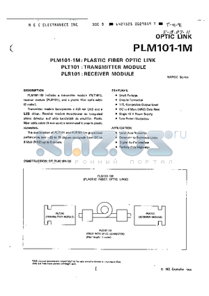 PLM101-1M datasheet - PLASTIC FIBER OPTIC LINK