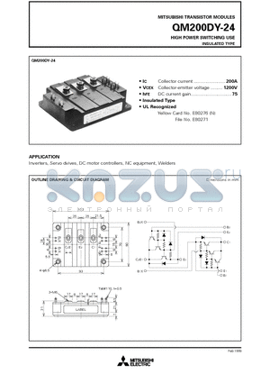 QM200DY-24 datasheet - HIGH POWER SWITCHING USE INSULATED TYPE