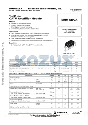 MHW7292A datasheet - CATV AMPLIFIER MODULE