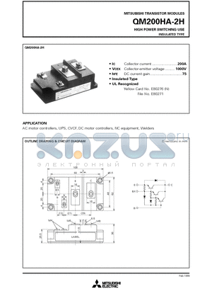 QM200HA-2H datasheet - HIGH POWER SWITCHING USE INSULATED TYPE