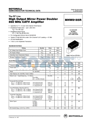 MHW8185R datasheet - 19.4 dB GAIN 860 MHz 128-CHANNEL CATV AMPLIFIER