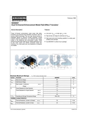 NDS9957 datasheet - Dual N-Channel Enhancement Mode Field Effect Transistor