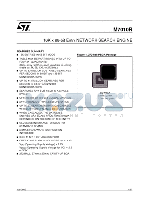 M7010R-083ZA1T datasheet - 16K x 68-bit Entry NETWORK SEARCH ENGINE