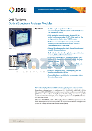 ONT-50 datasheet - Optical Spectrum Analyzer Modules