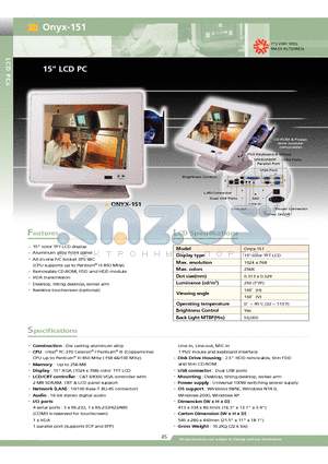 ONYX-151 datasheet - 15