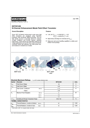 NDT451 datasheet - N-Channel Enhancement Mode Field Effect Transistor