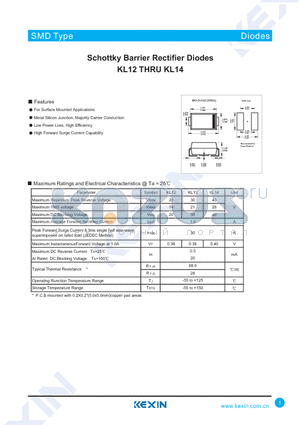 KL14 datasheet - Schottky Barrier Rectifier Diodes