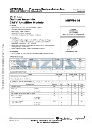 MHW9146D datasheet - Gallium Arsenide CATV Amplifier Module