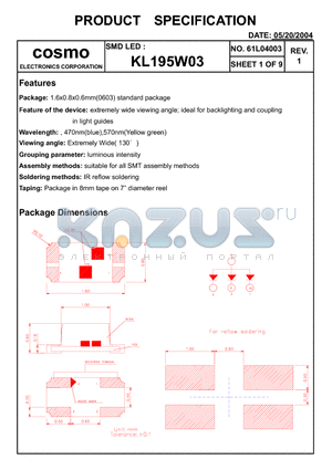 KL195W03 datasheet - SMD LED